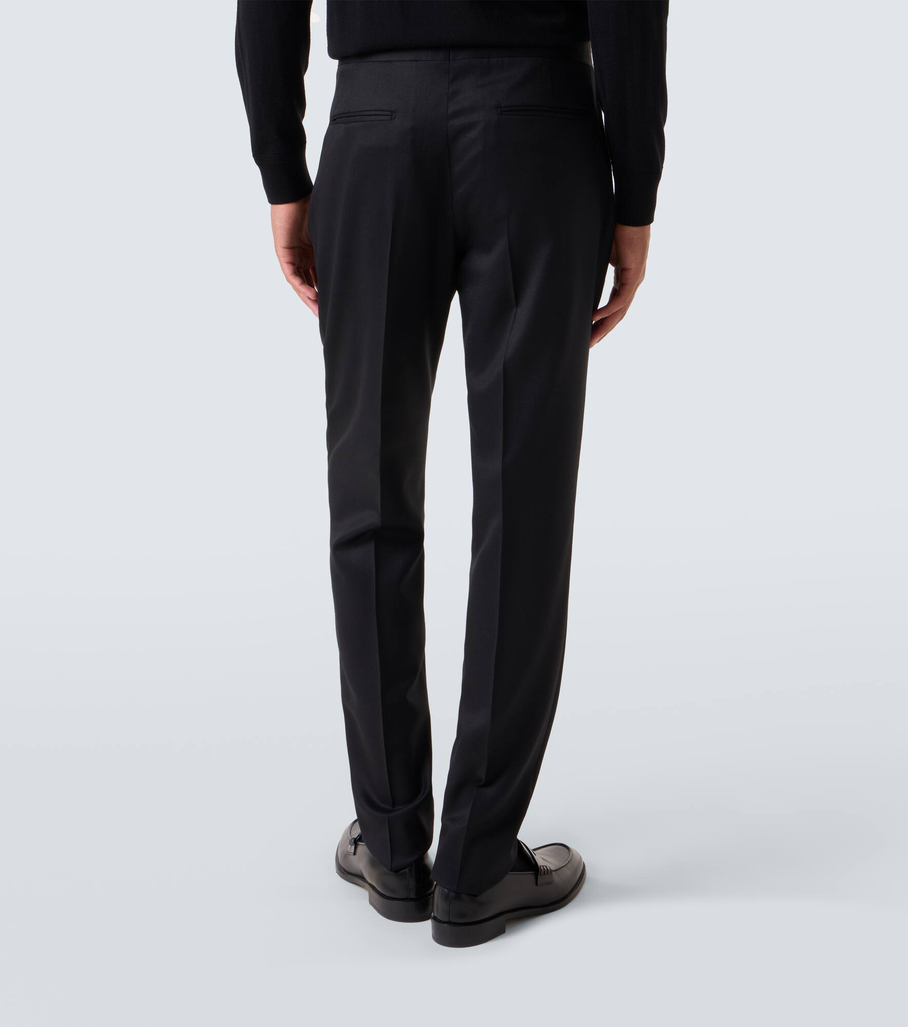 Single-pleated wool straight pants - 4