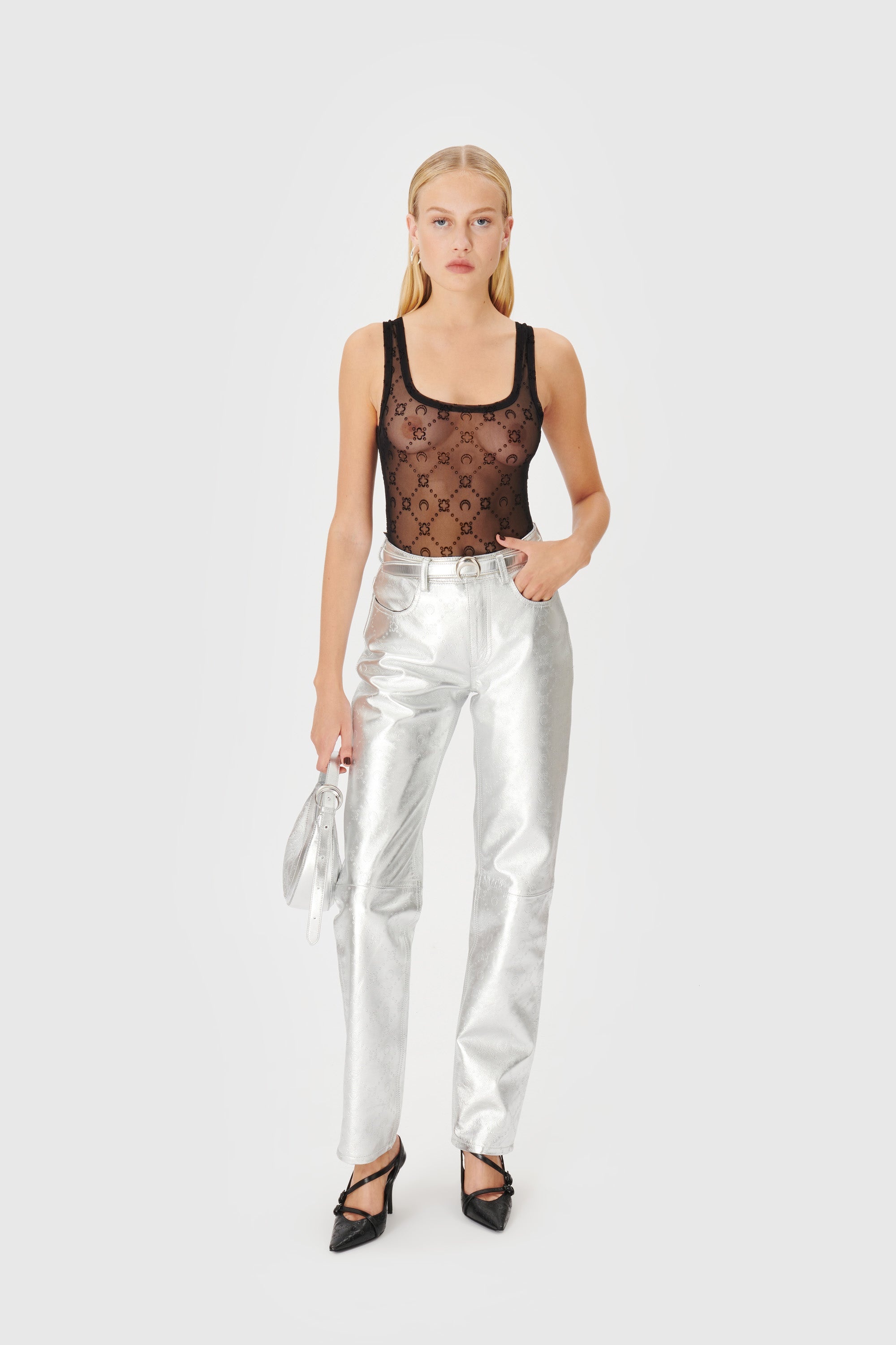 Moonogram Mesh Flock Bodysuit - 5