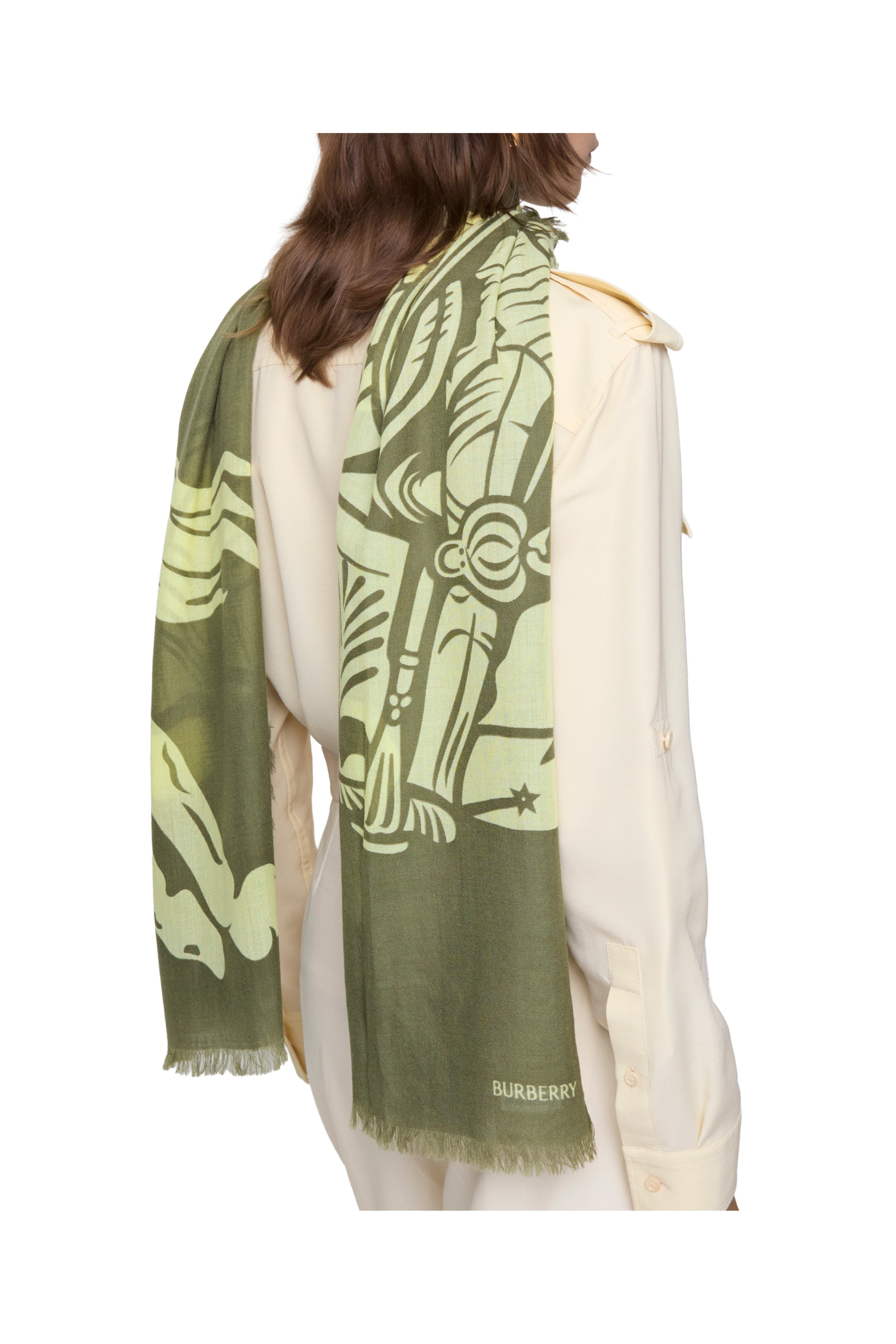 burberry Wide EKD Wool Scarf in Pea at Nordstrom - 3