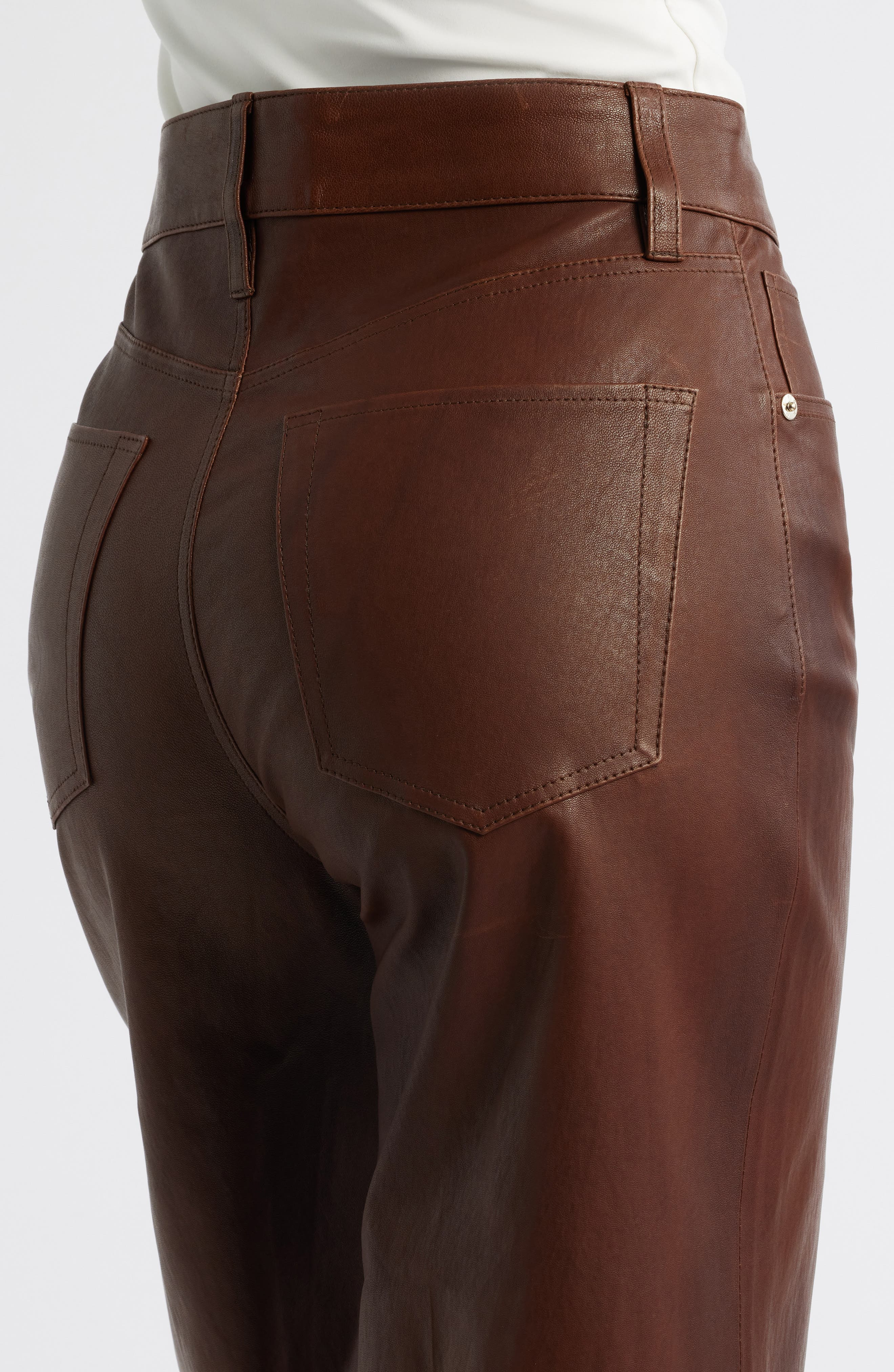 FRAME Le Slim Palazzo Leather Pants in Cedar at Nordstrom - 4