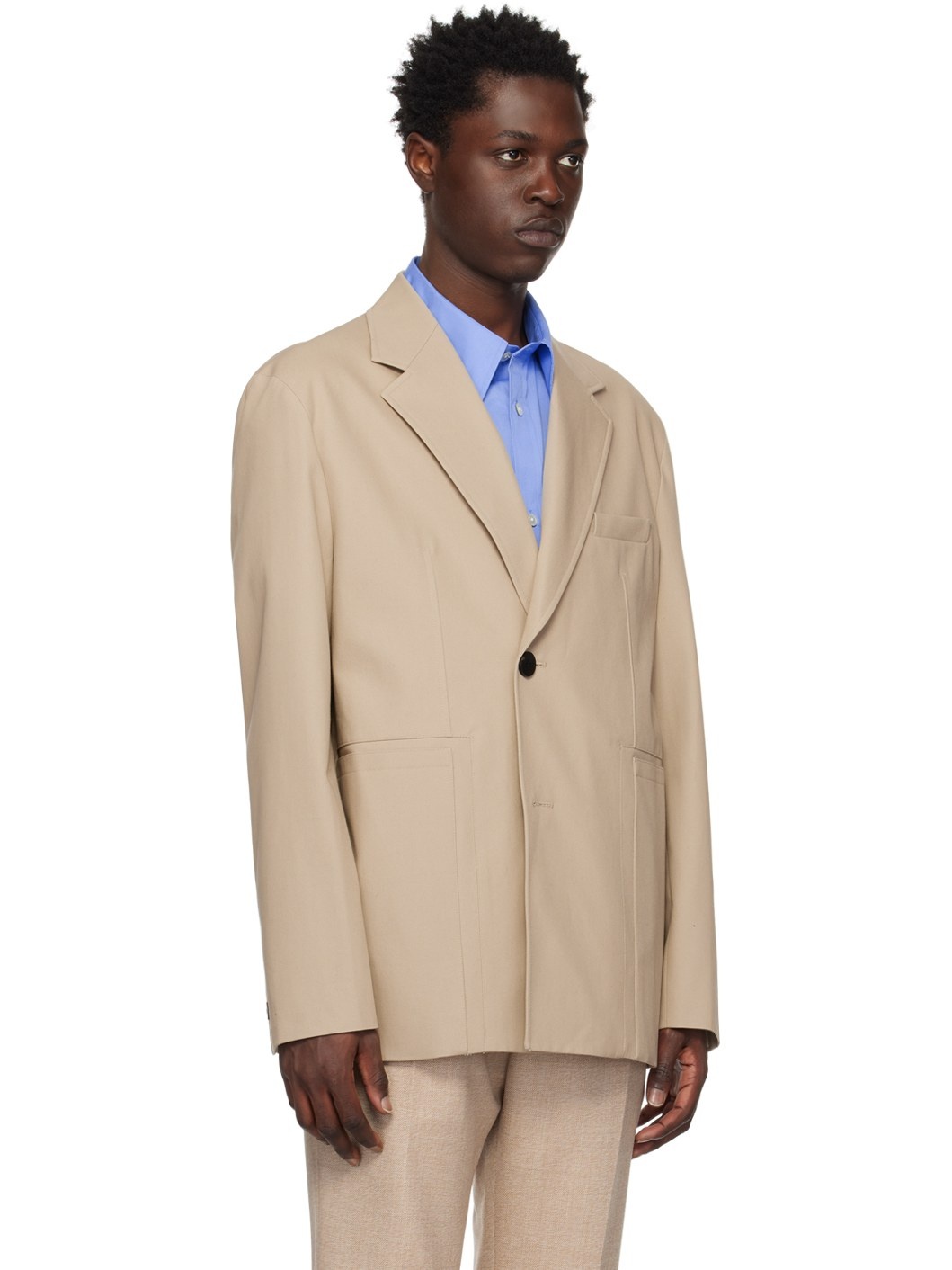 Beige Single Blazer - 2