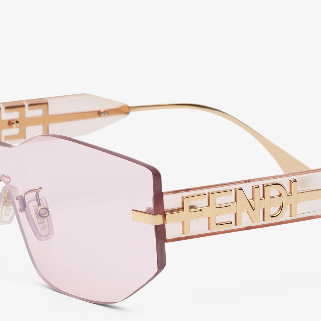 Rectangular Fendigraphy shield sunglasses inspired by the Hobo bag. Temples with in-line gold-colore - 3