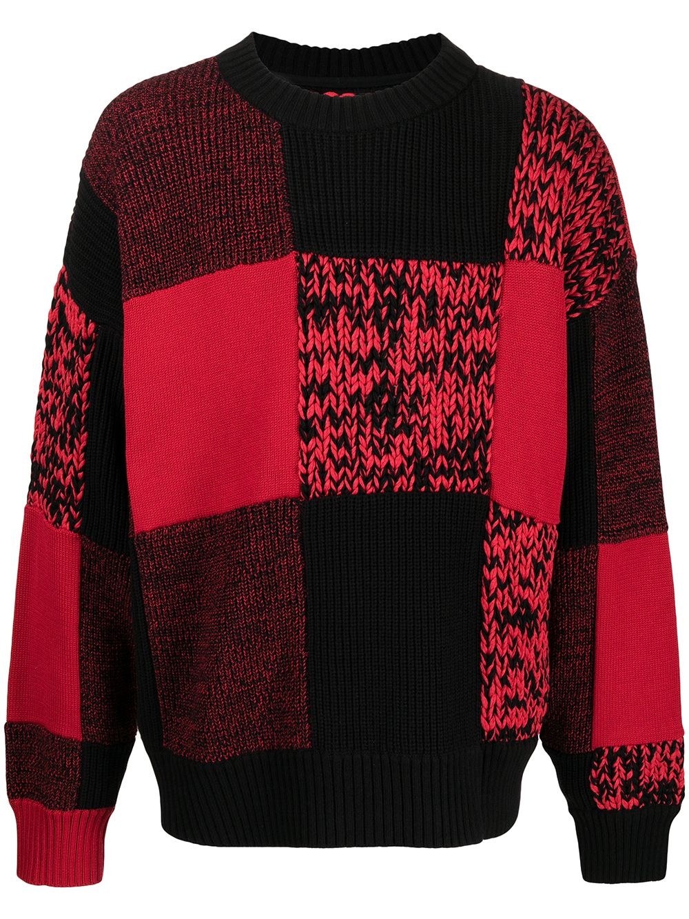 checked round-neck jumper - 1