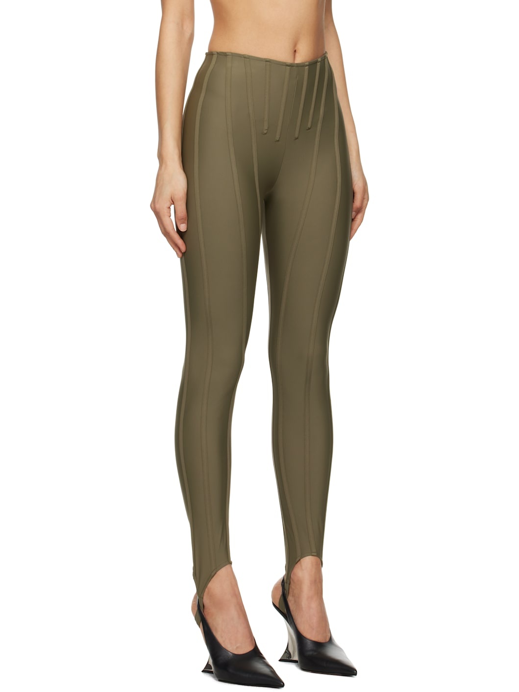 Khaki Corseted Leggings - 2