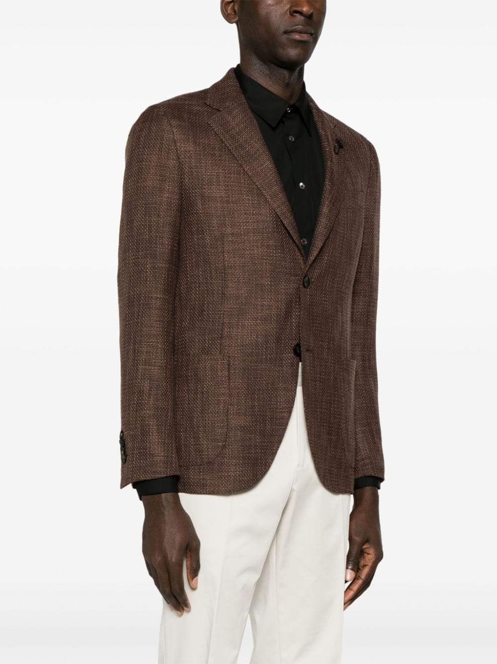 notched-lapels single-breasted blazer - 3