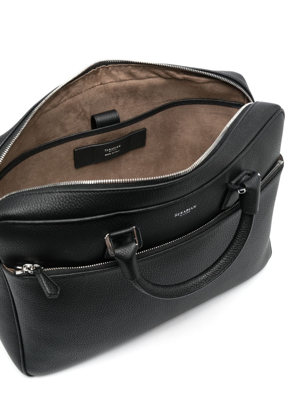 logo-print leather laptop bag - 4