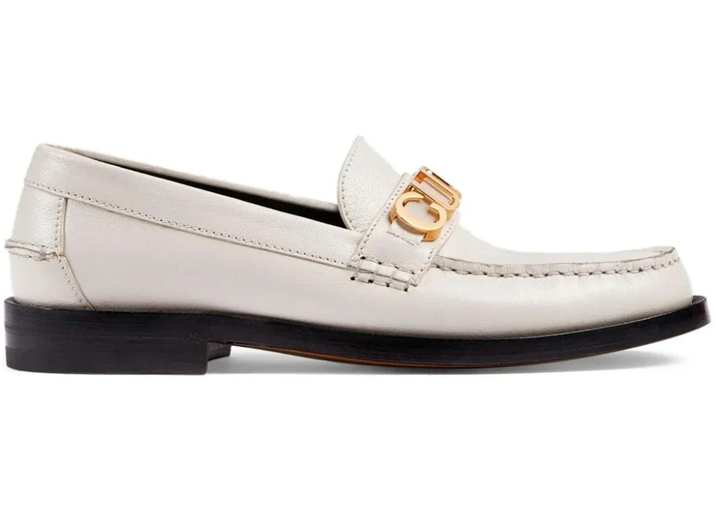 Gucci Logo Plaque Loafer White Leather (Women's) - 1