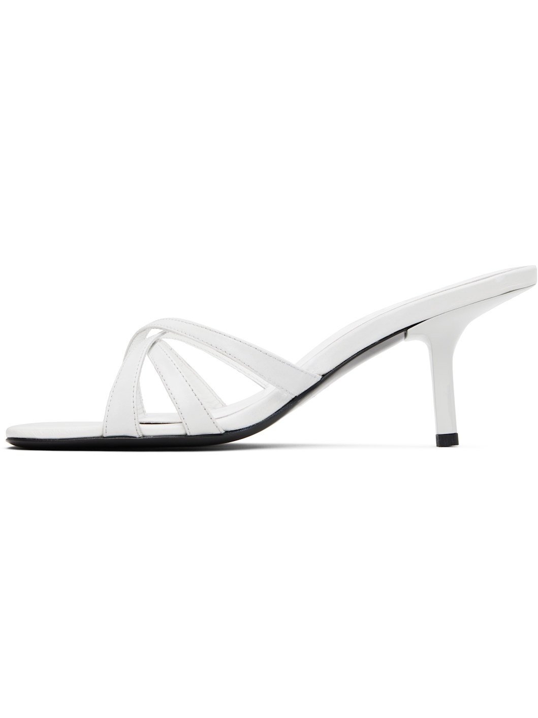 White Julie Creased Calf Leather Heeled Sandals - 3