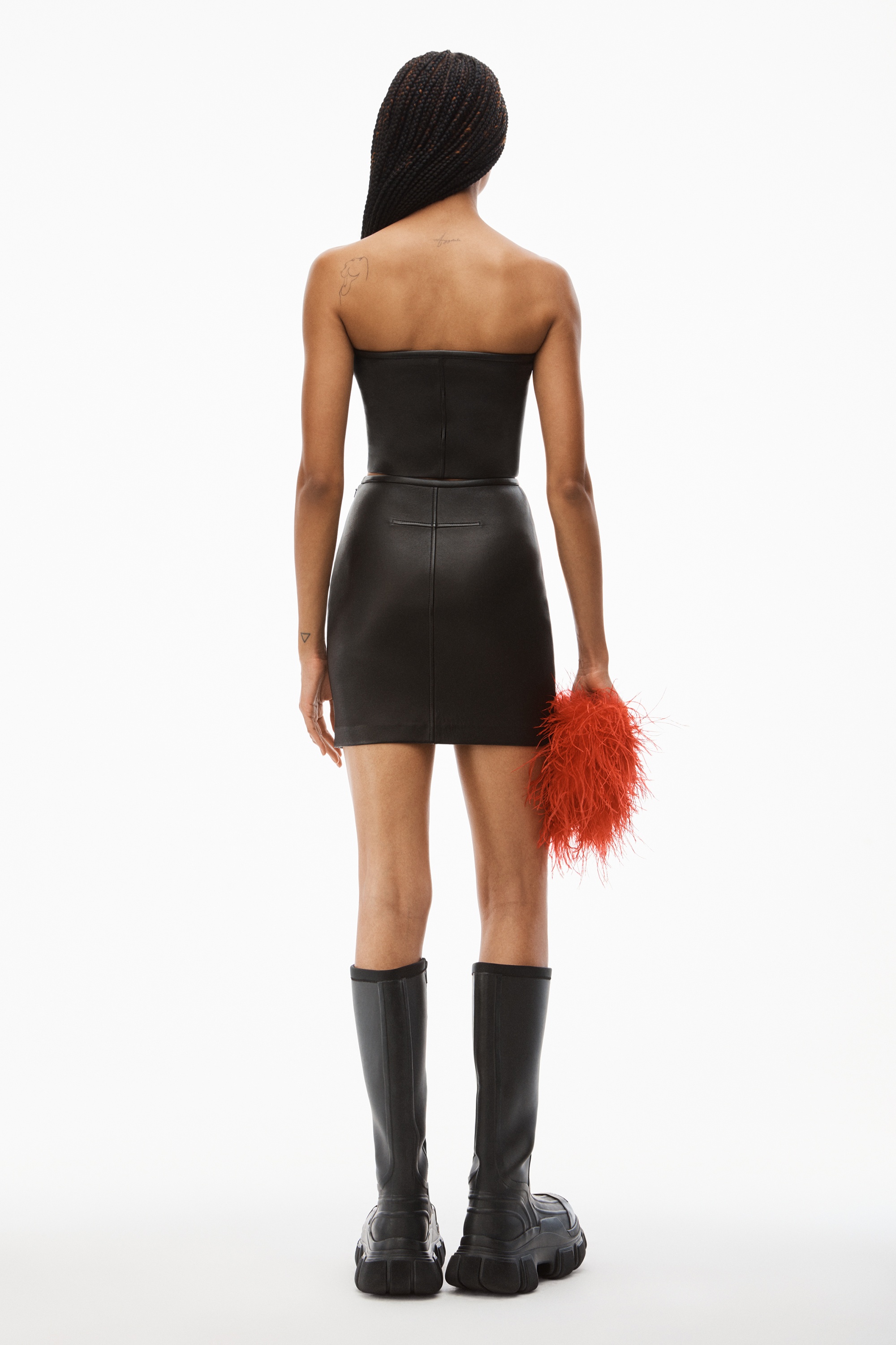 BODYCON MINI SKIRT IN LEATHER - 4