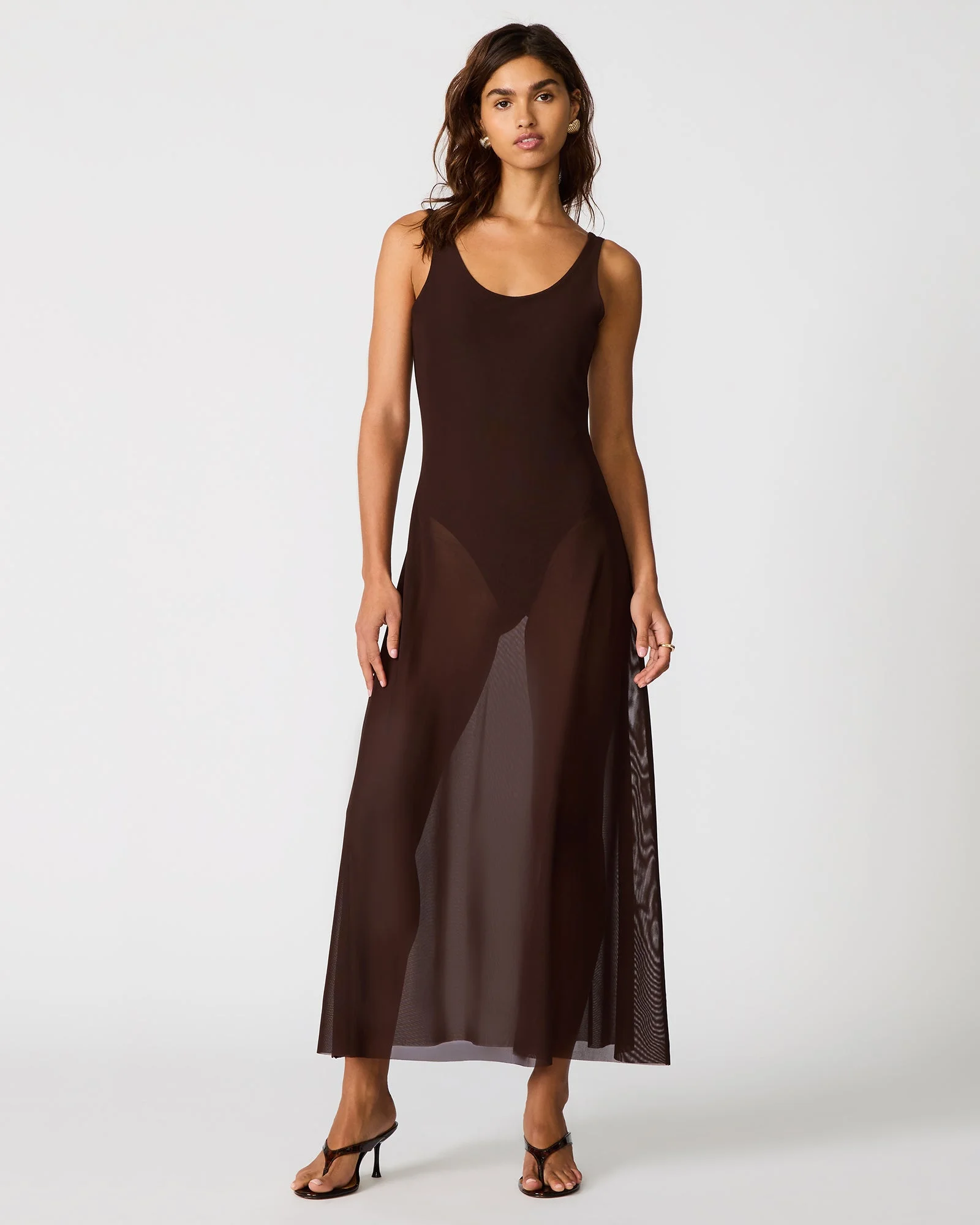 SHARLENE DRESS CHICORY COFFEE - 1