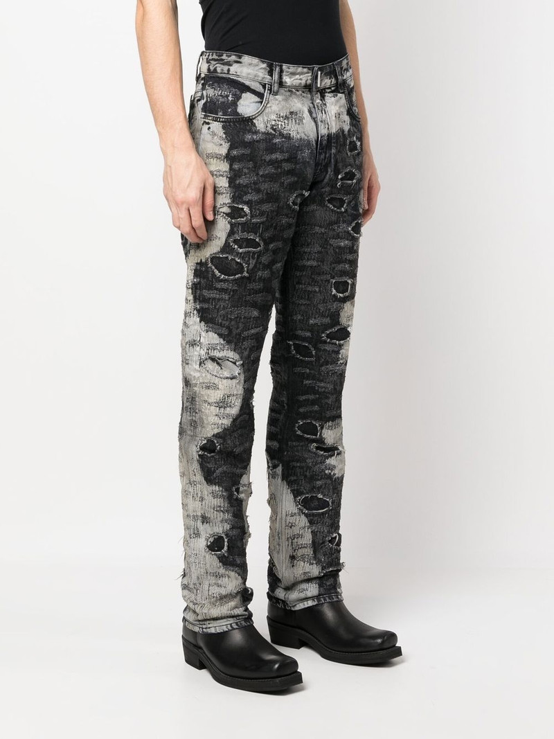 distressed-effect straight-leg trousers 3