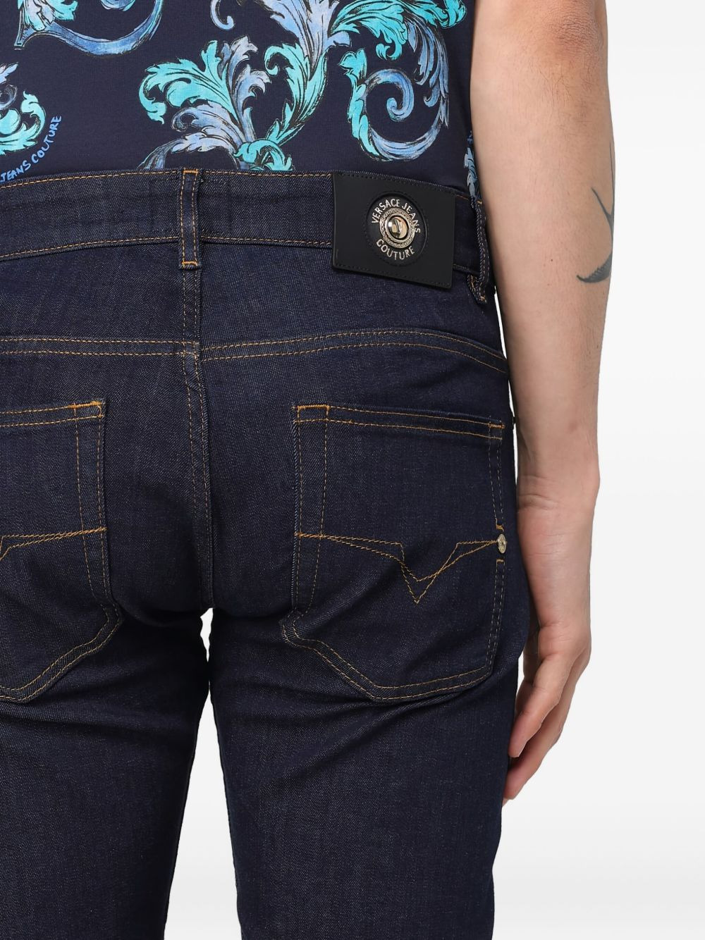 logo-patch five-pocket jeans - 3