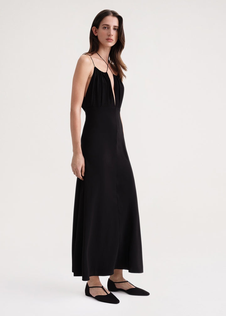 Gathered halterneck maxi dress black - 3