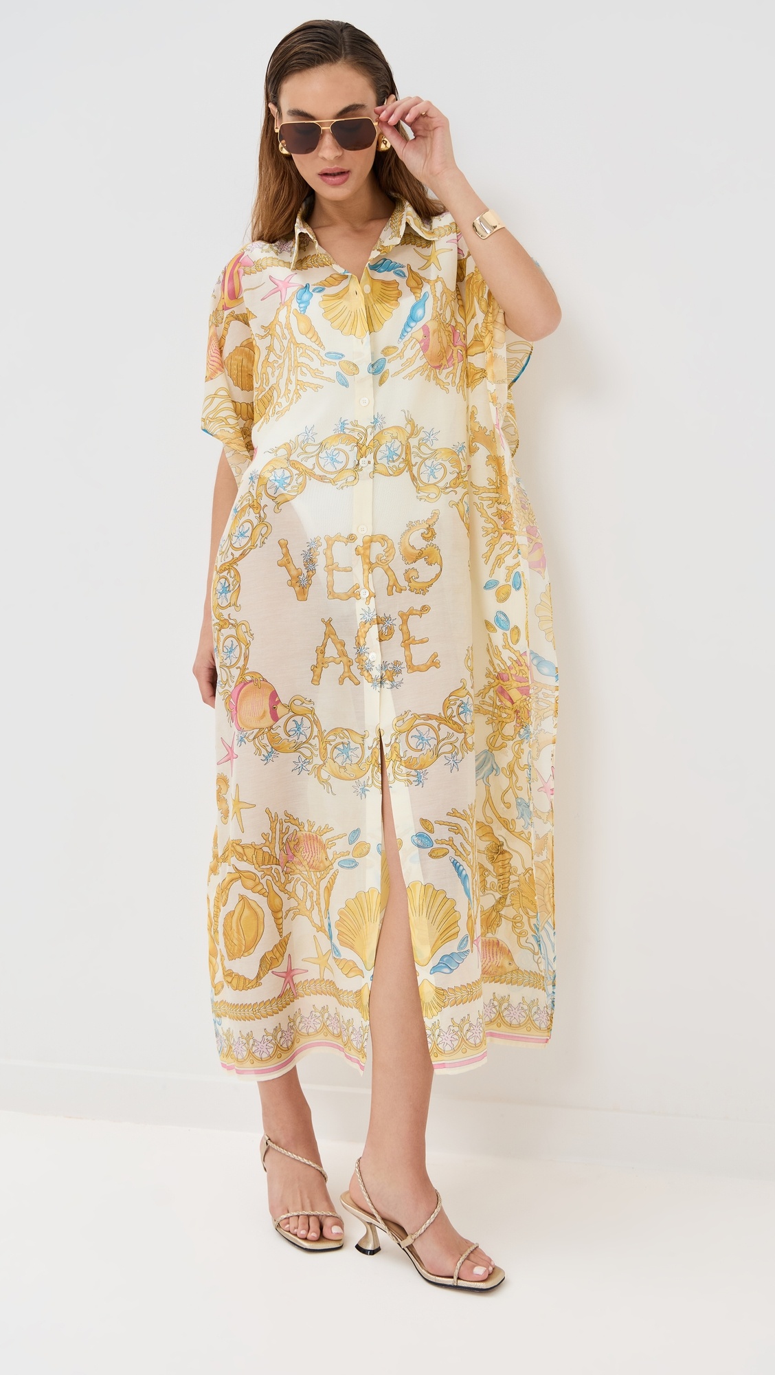 Underwater Barocco Print Swim Cover Up Dress - 4