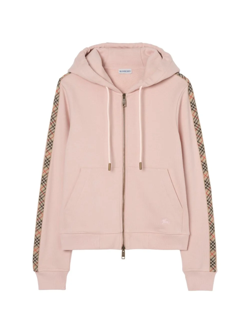 Check-trim cotton zip hoodie - 1