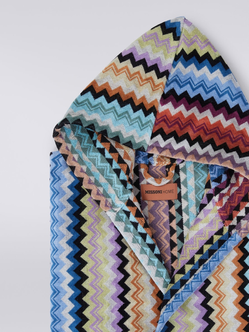 Adam chevron cotton terry hooded bathrobe 3