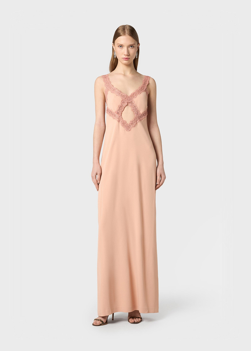 Blumarine LONG DRESS IN SATIN WITH CUT-OUTS AND LACE outlook