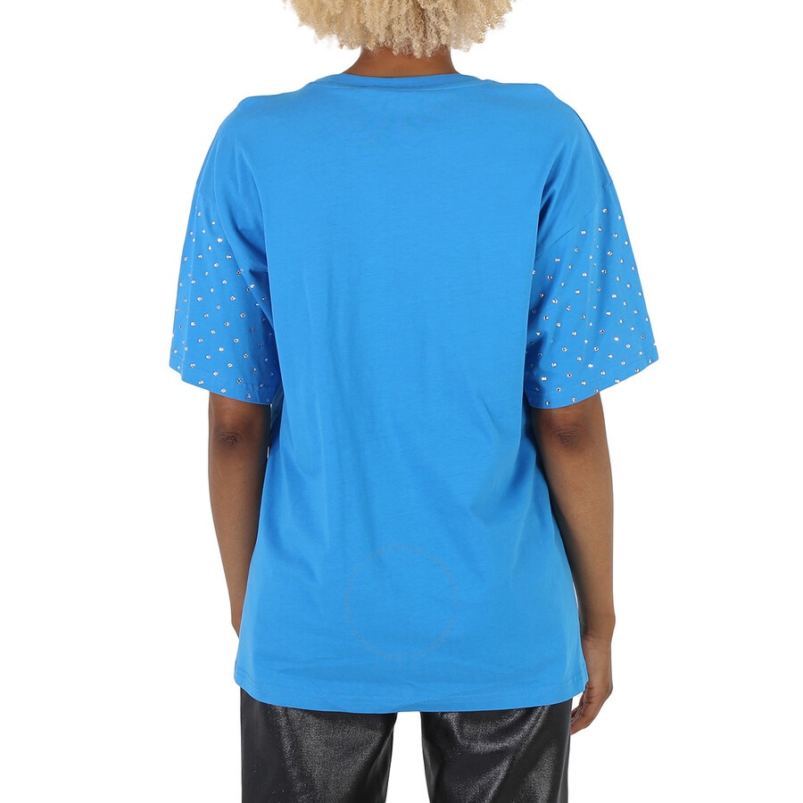 Moschino Blue Crystal Teddy Bear Oversize Cotton T-Shirt - 6