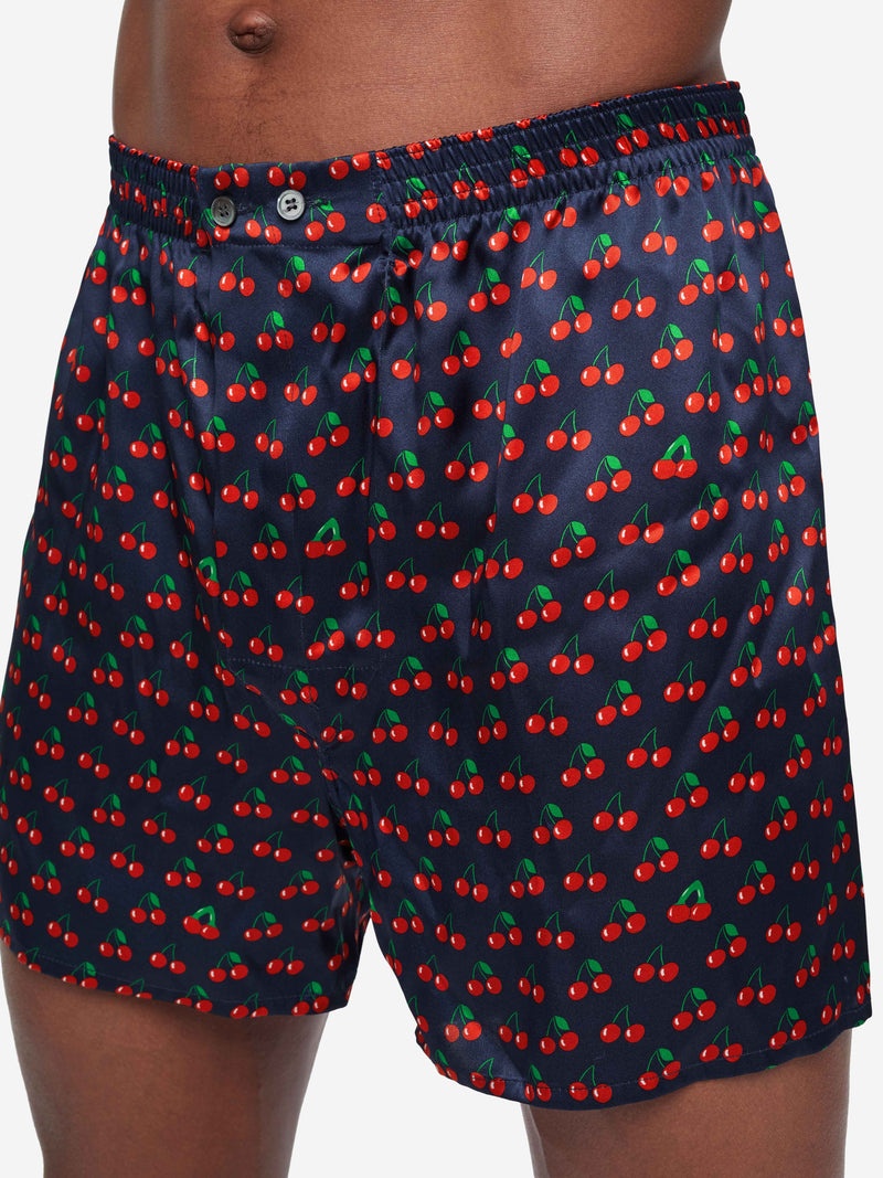 Men's Classic Fit Boxers Brindisi 77 Silk Satin Navy - 2