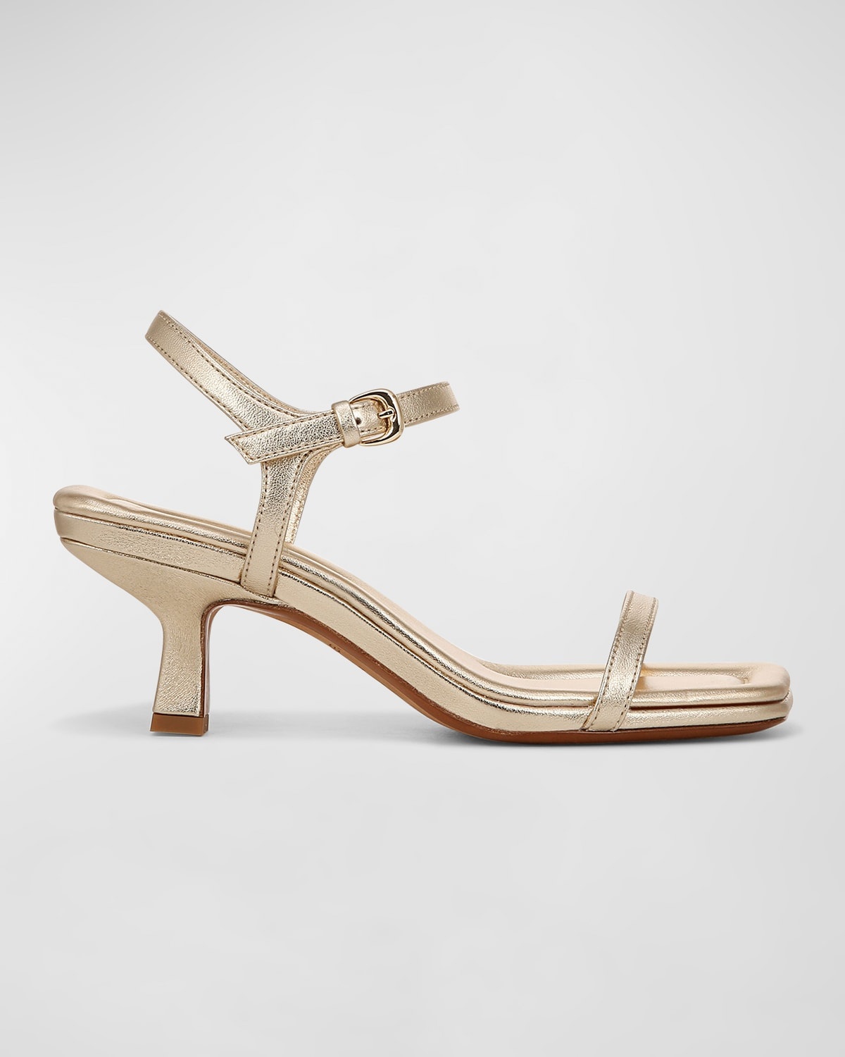 Coco Metallic Leather Kitten-Heel Sandals - 1