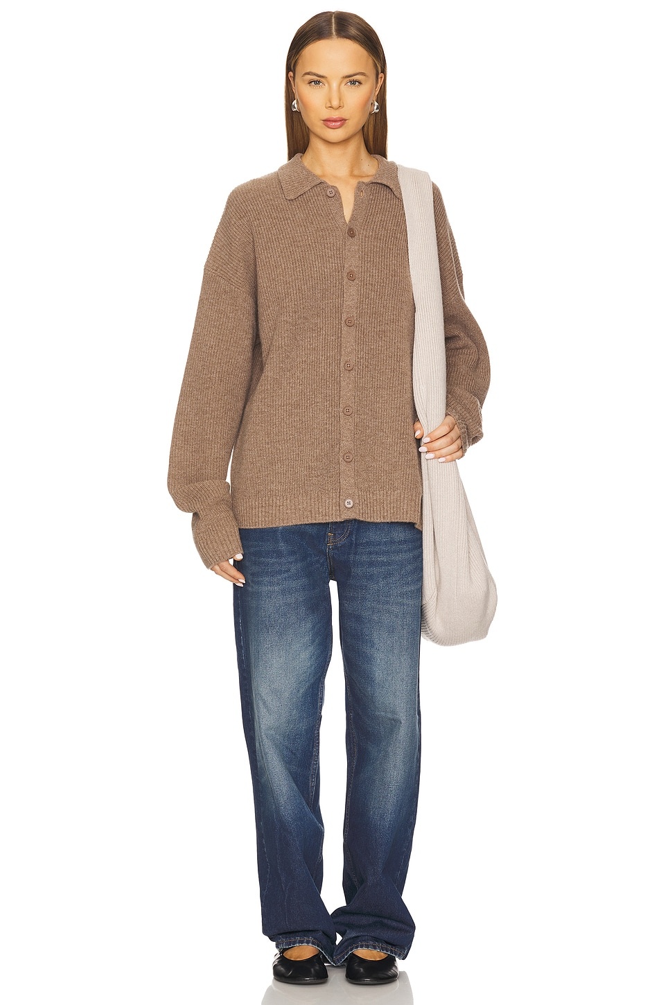 Relaxed Knit Button Up Sweater - 4