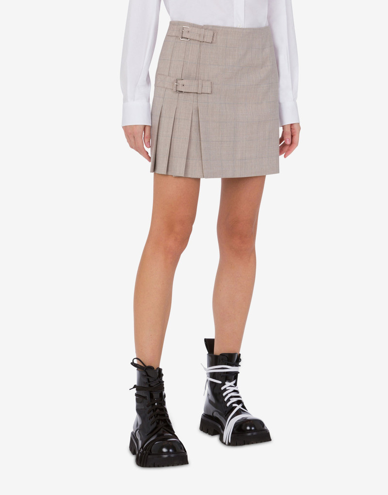 WOOL FLANNEL MINI SKIRT WITH STRAPS - 1