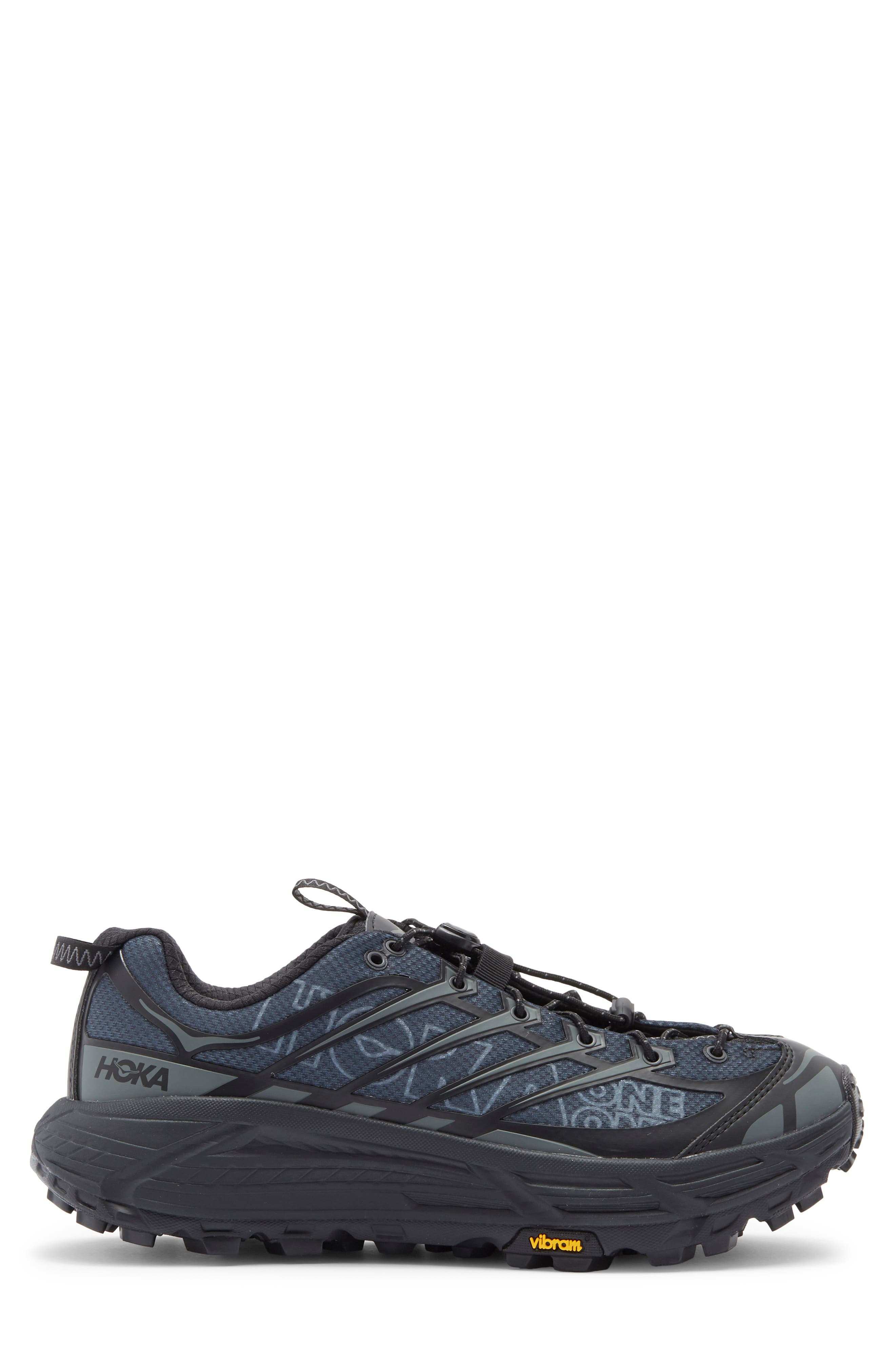 HOKA Mafate Three2 Wordmark Sneaker in Black /Outer Orbit at Nordstrom - 3
