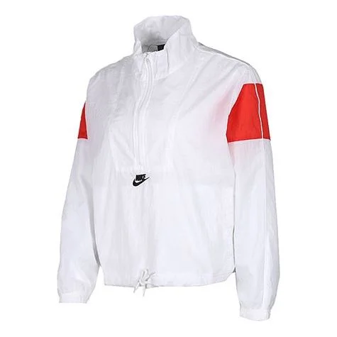 (WMNS) Nike Sportswear Heritage Jacket 'White Red' CJ2362-100 - 1