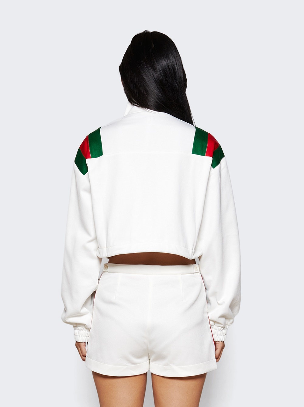 College Zip Jacket with Web Stripe White - 5