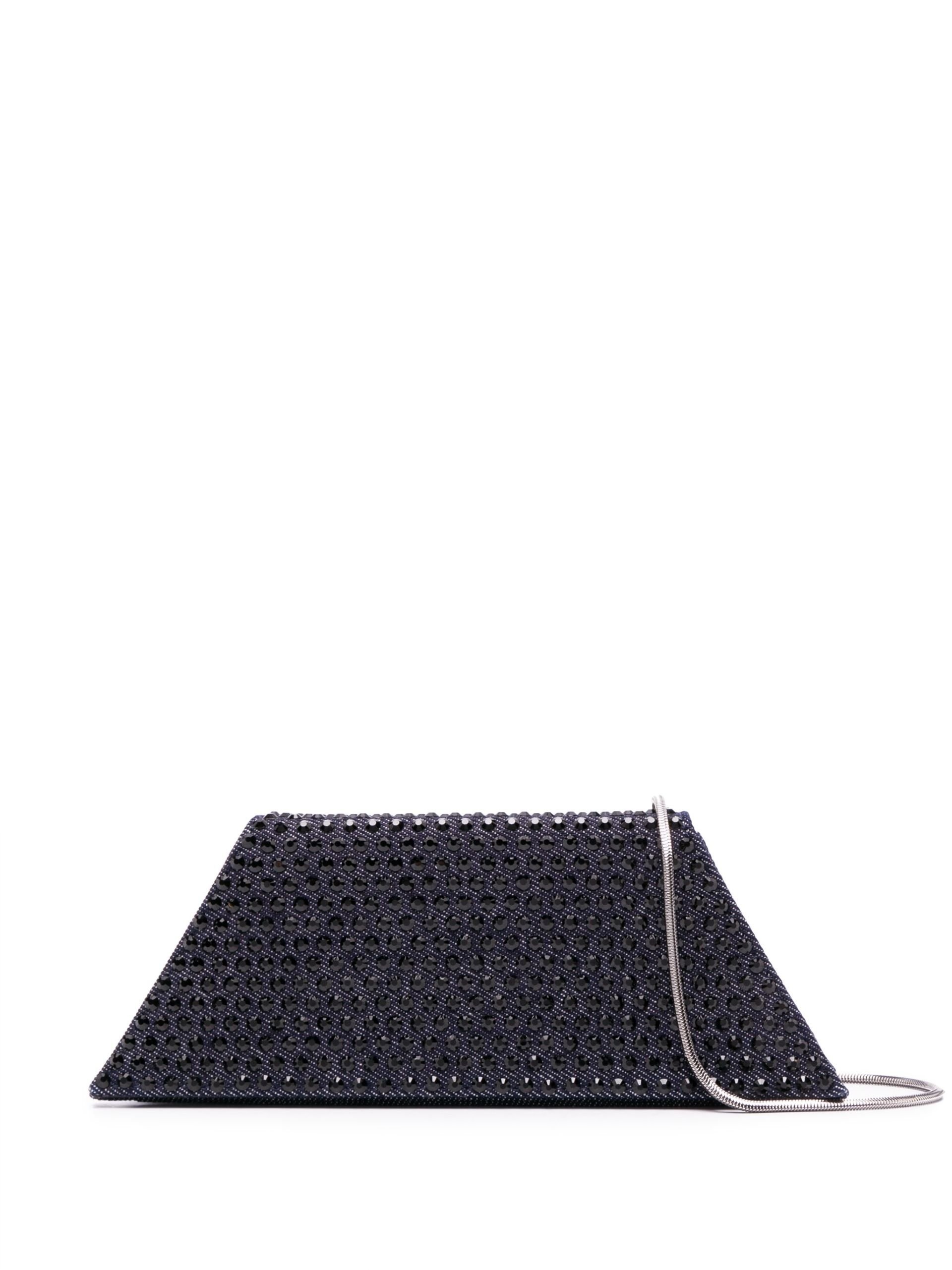 Blue Superamini Yigit stud-embellished denim clutch - 1