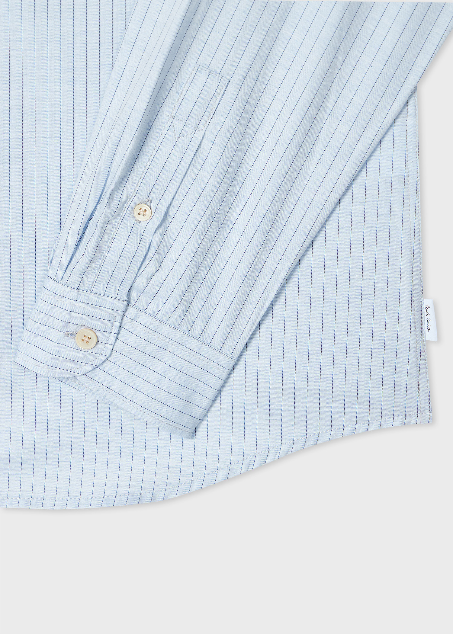 Tailored-Fit Light Blue Melange Stripe Shirt - 2