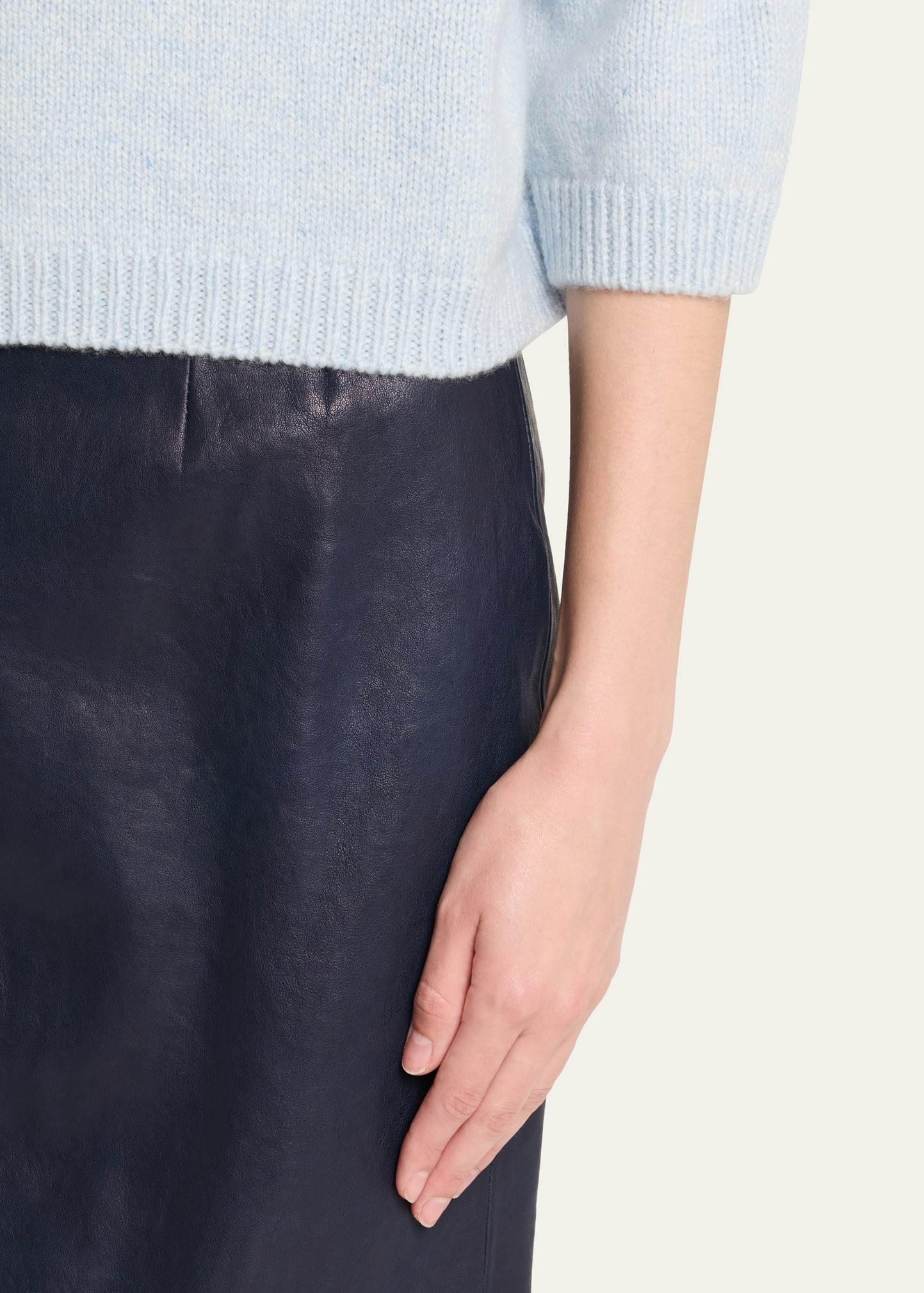 Sabina Cashmere Elbow-Sleeve Boxy Sweater - 5