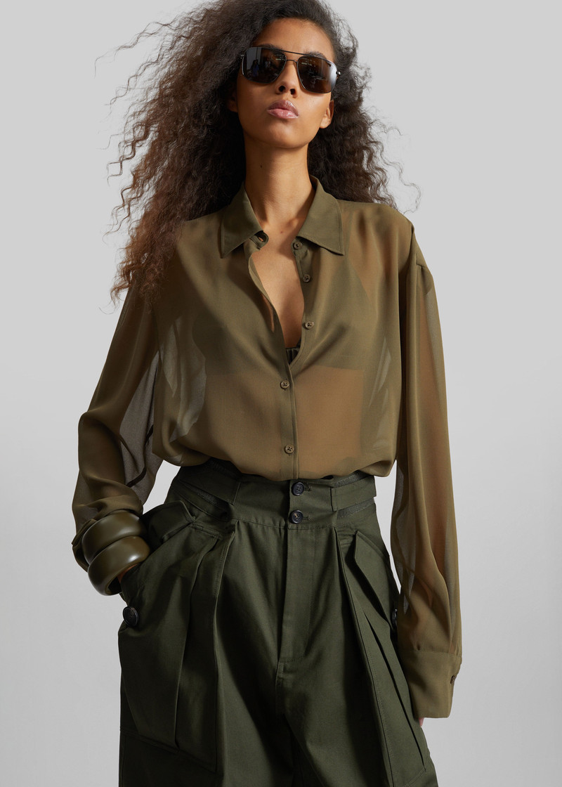 Peri Georgette Shirt - Khaki 5