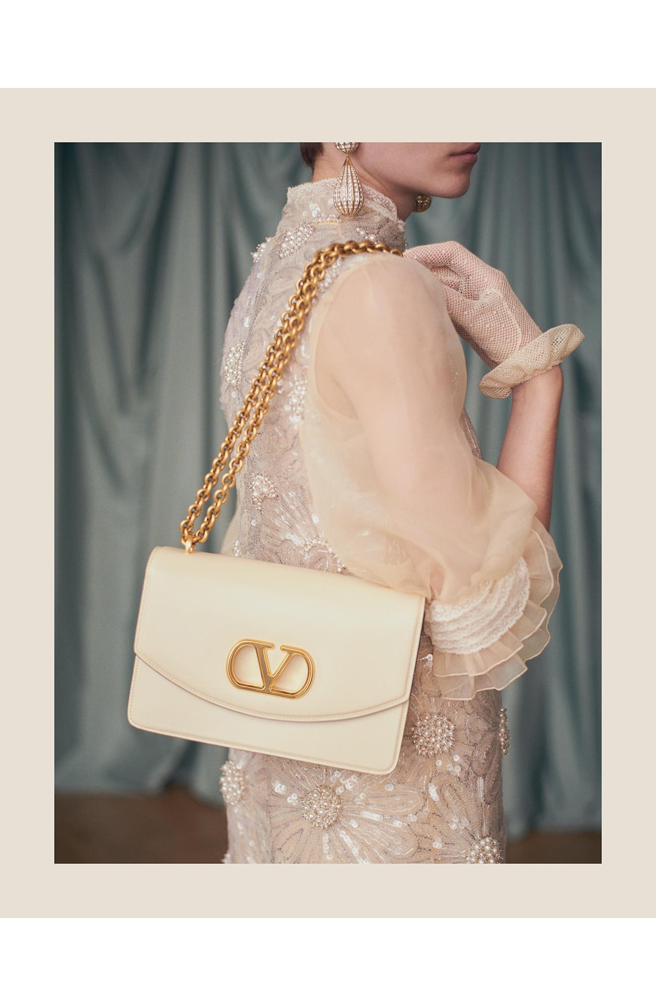 Valentino Garavani Vain VLOGO Leather Shoulder Bag in Butter at Nordstrom - 9