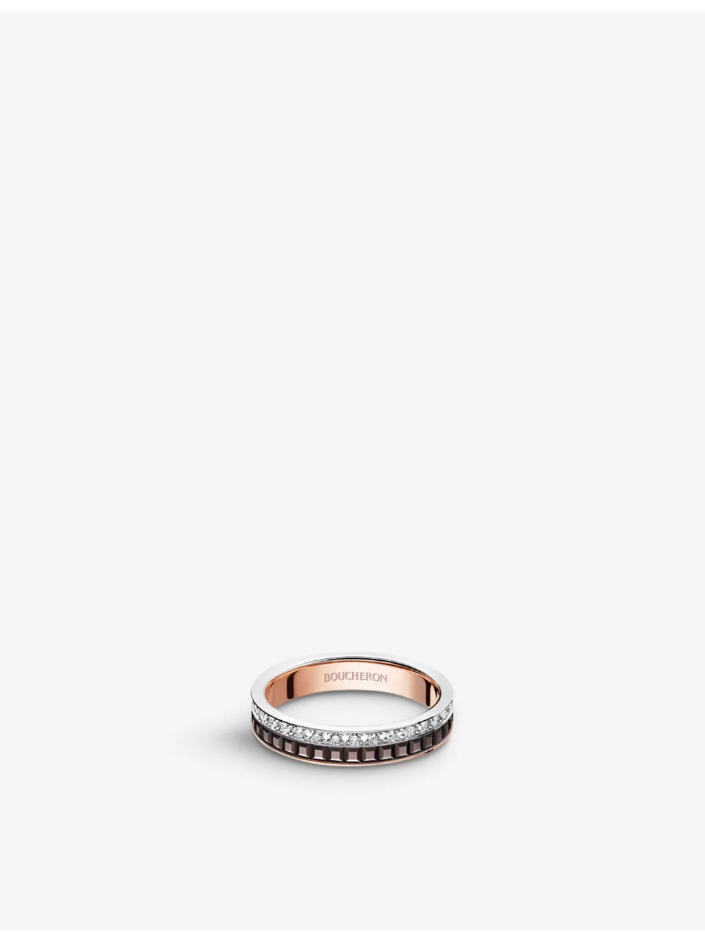 Quatre Classique 18ct rose-gold, white-gold and 0.21ct diamond wedding band - 1