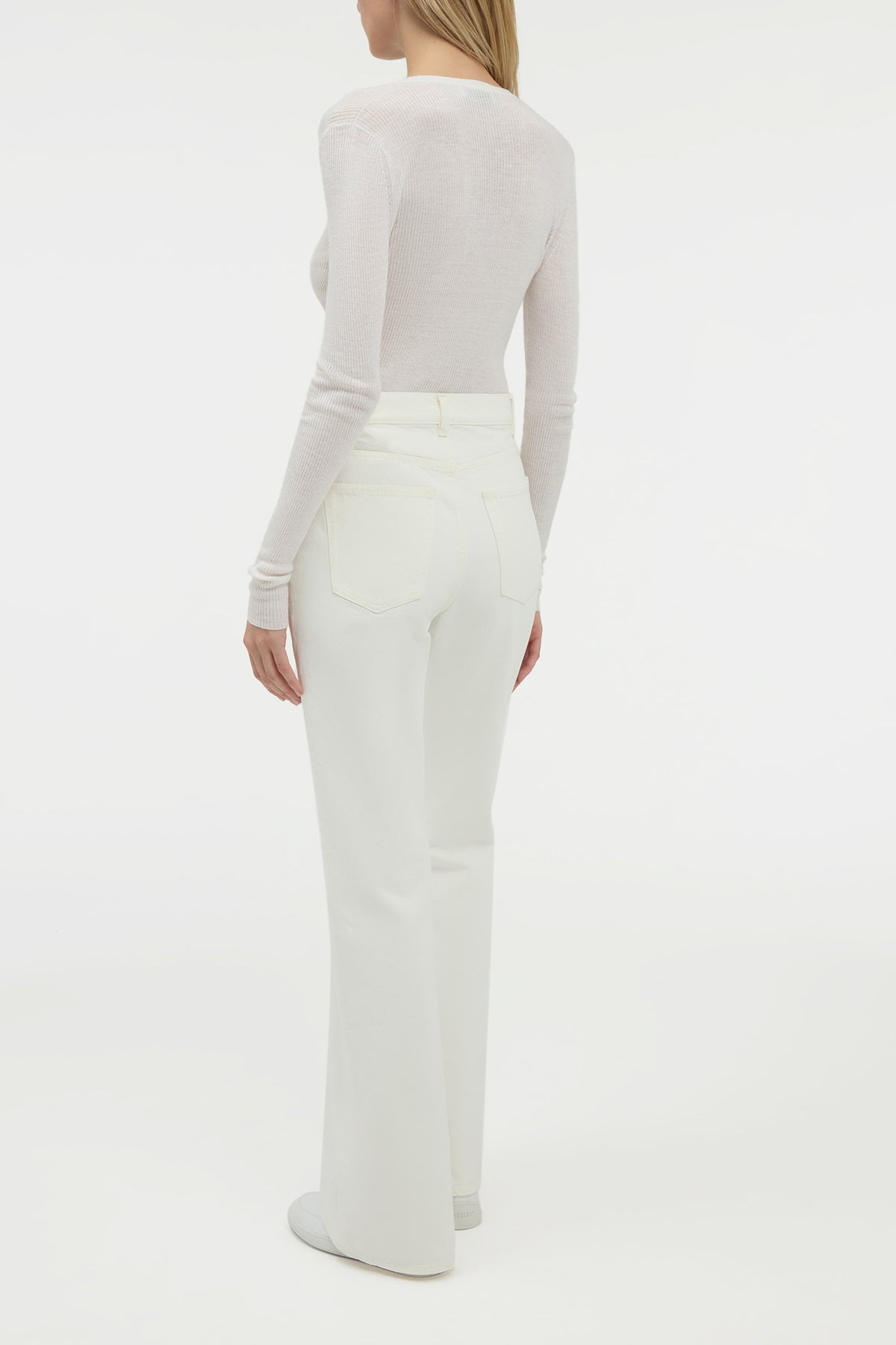 Aiste Knit Cardigan in Ivory Cashmere Silk with Hemp - 4