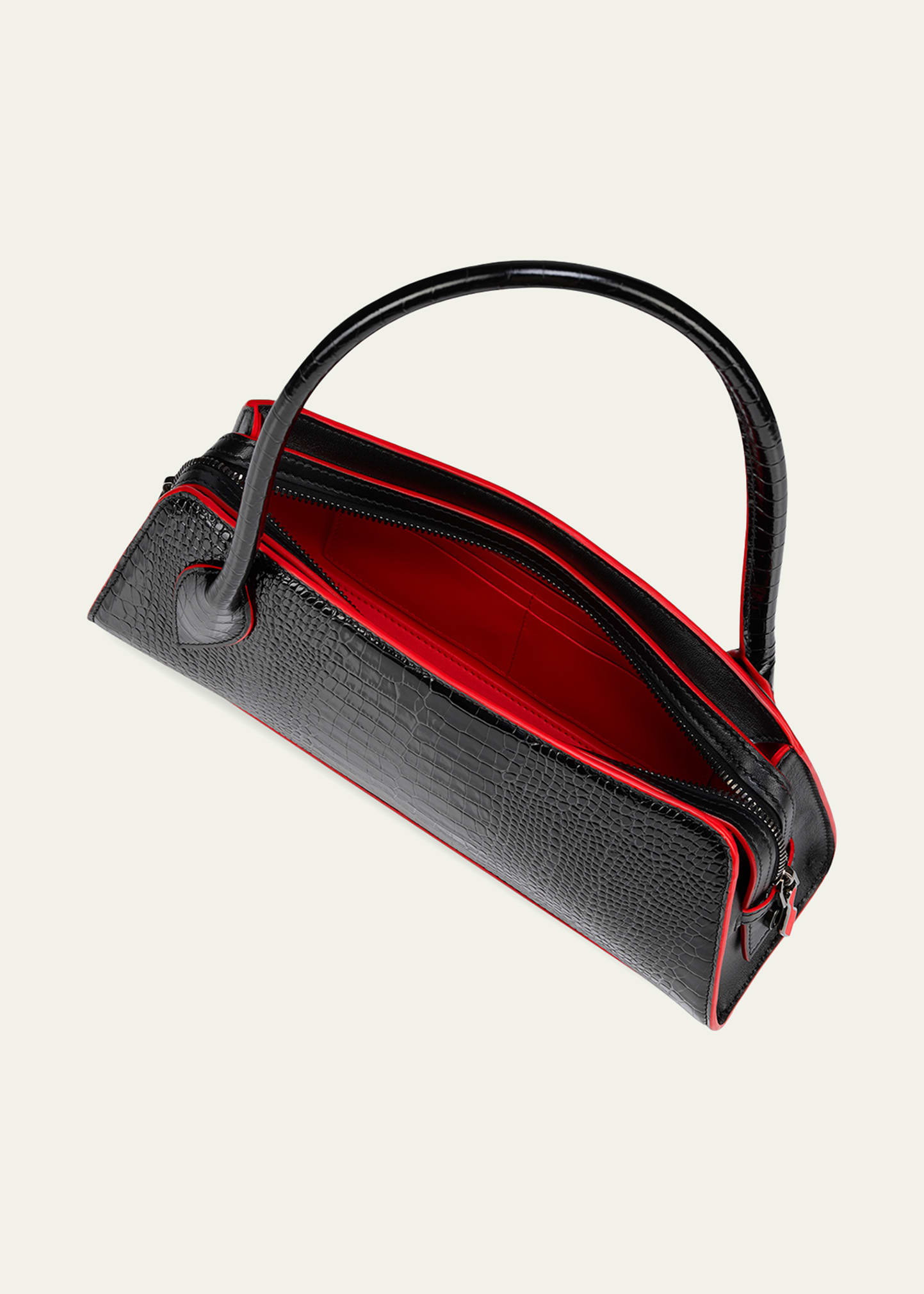 Eloise Croc-Embossed Leather Shoulder Bag - 3