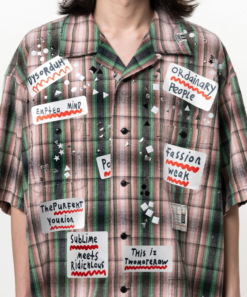 Embellished Sticker Short Sleeve Check Shirt 16