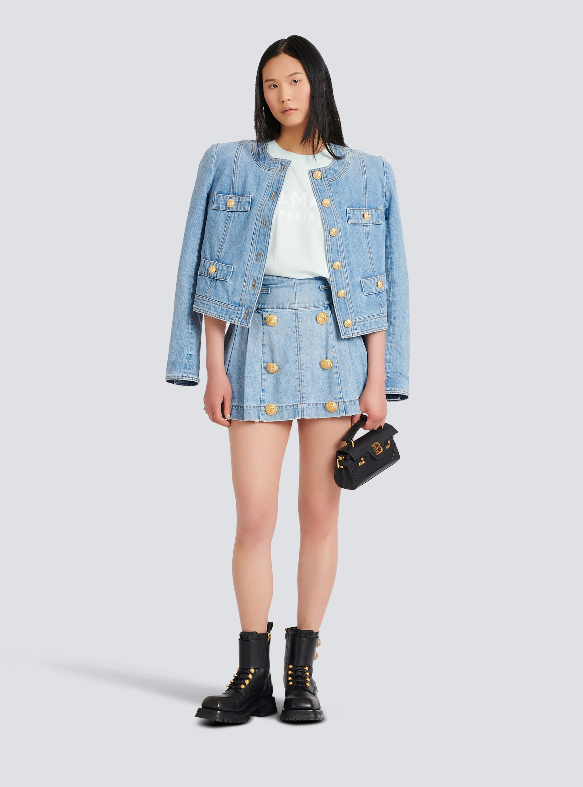 Denim high-waisted skirt - 2