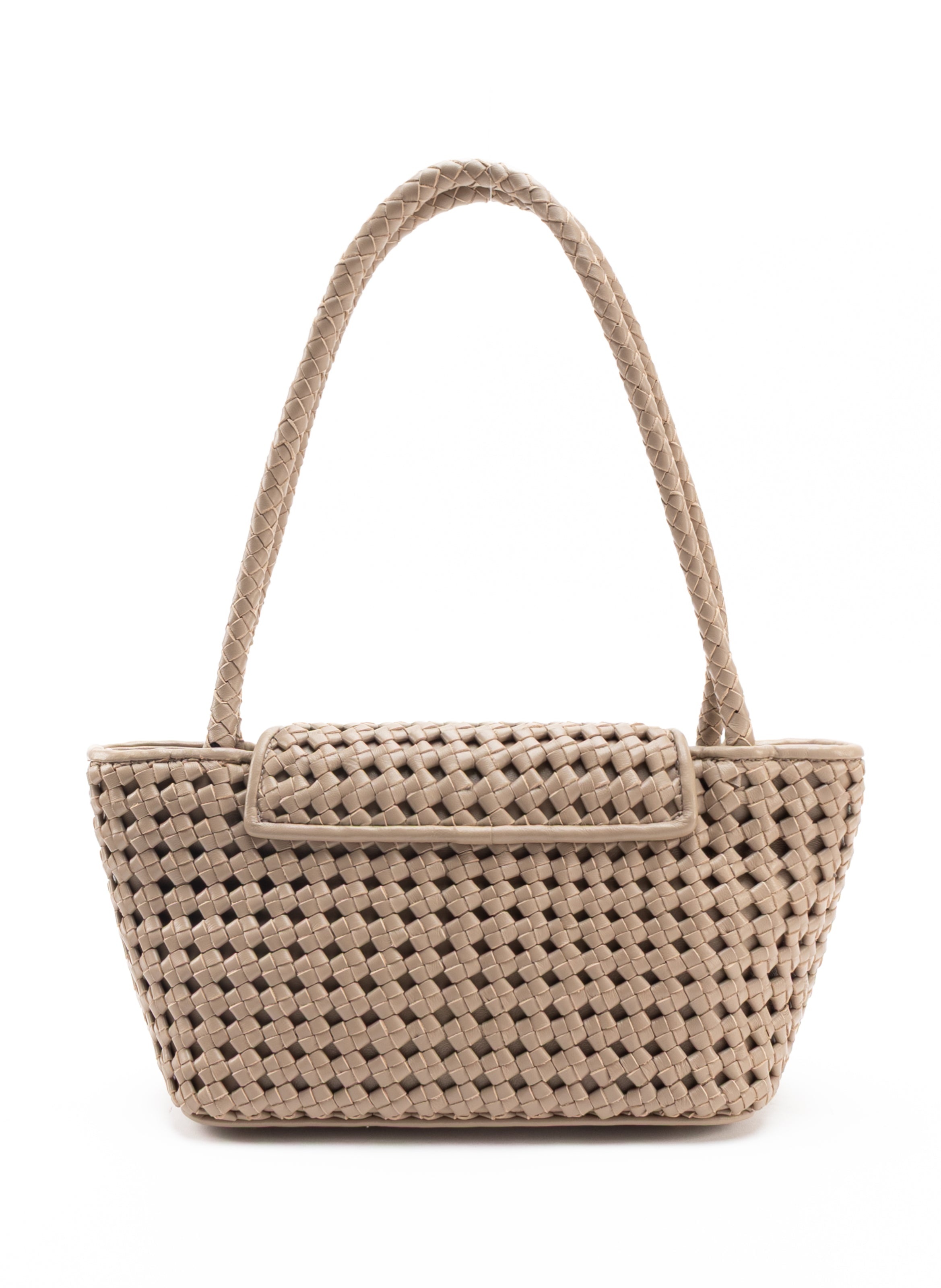 Courrier Tote Woven Leather Taupe - 3