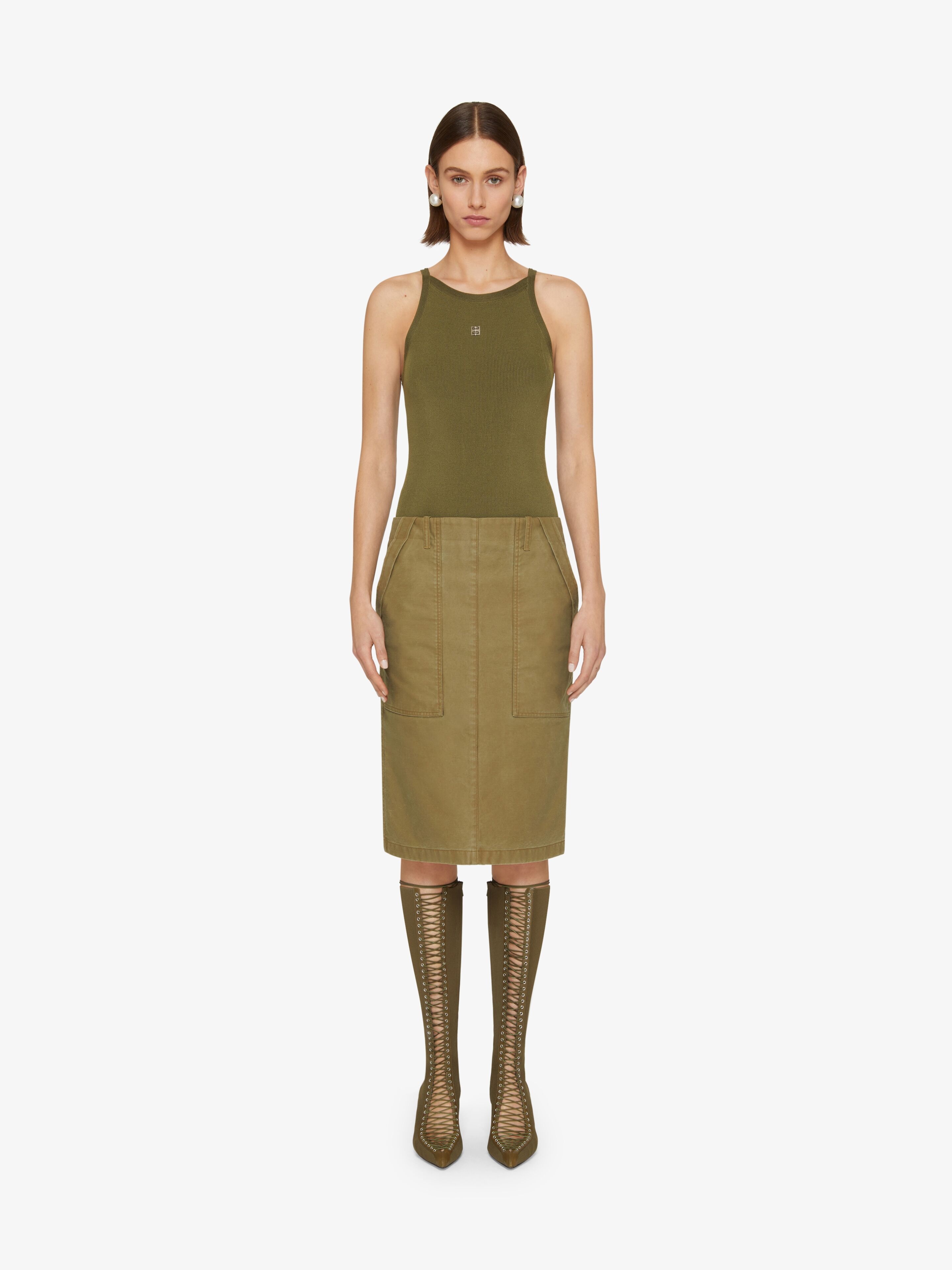 CARGO DRESS IN MIXED KNIT AND CANVAS - 2