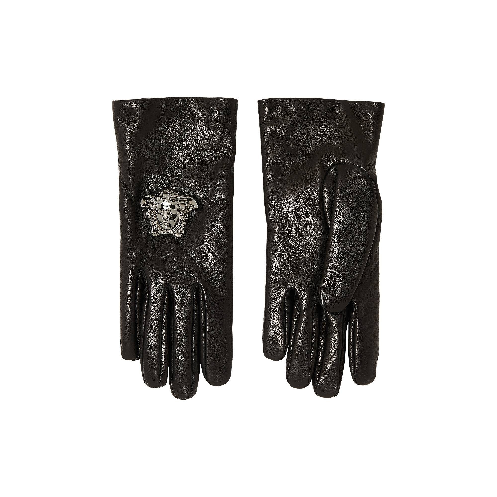 Versace Leather Gloves 'Black/Ruthenium' - 2