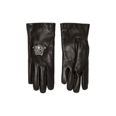 VERSACE Versace Leather Gloves 'Black/Ruthenium' outlook