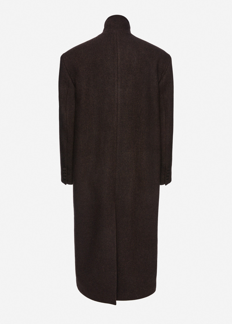 Oversize cashmere coat with stand collar in brown 2