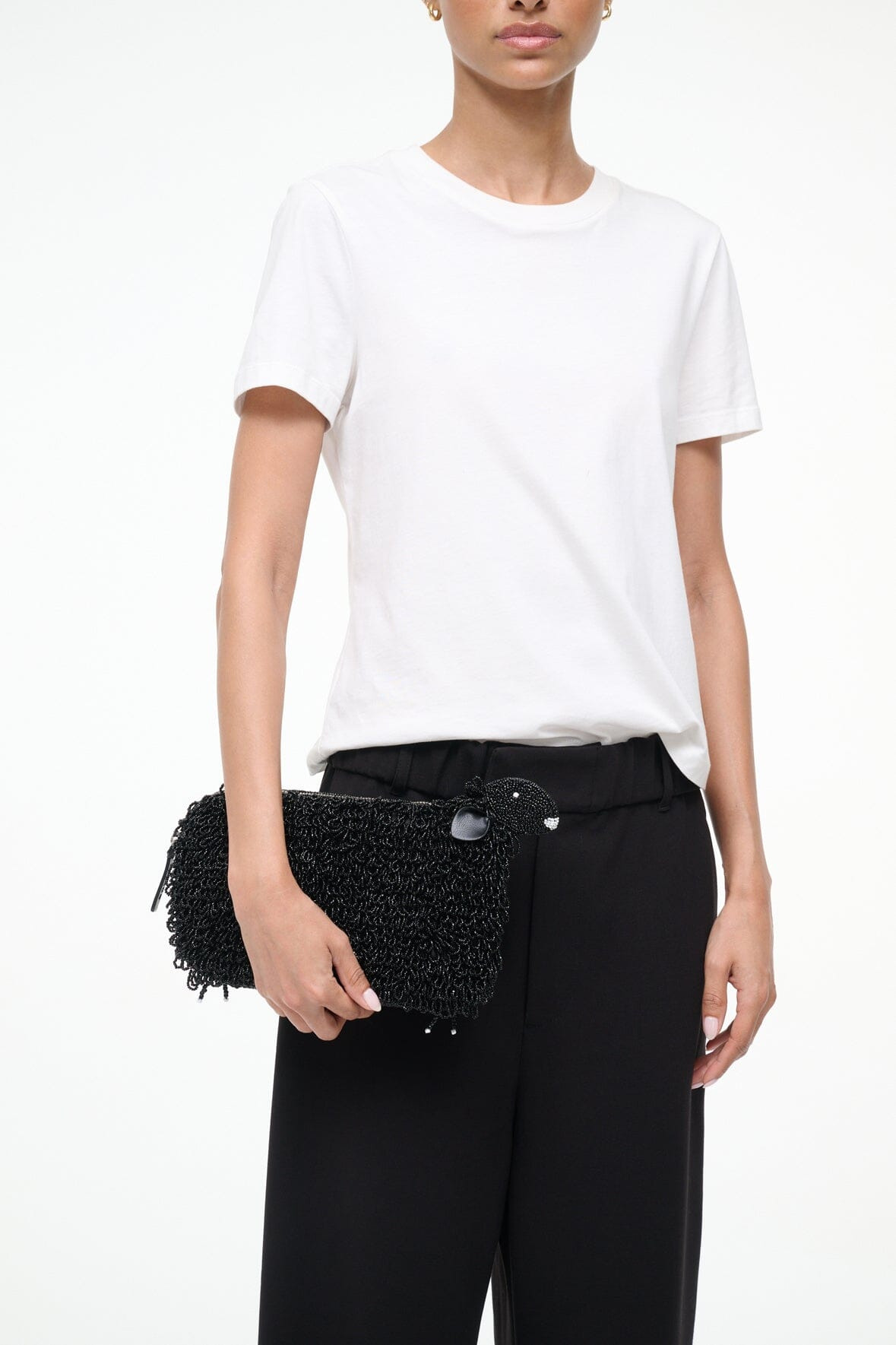 STAUD DOLLY BEADED CLUTCH BLACK - 4
