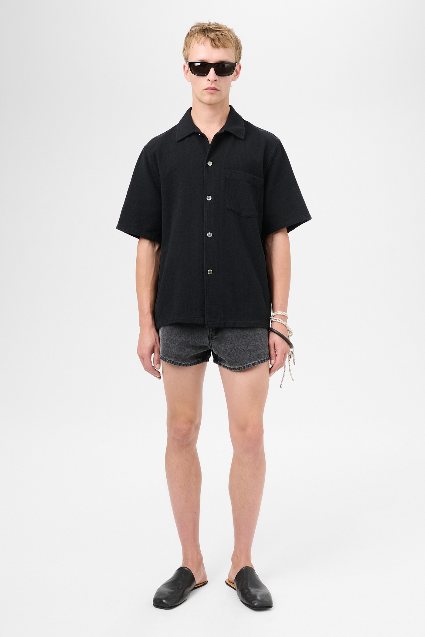 Box Shirt Shortsleeve Black Crochet Weave - 2