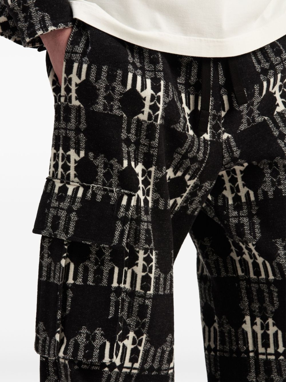 monogram-jacquard wide-leg trousers - 6