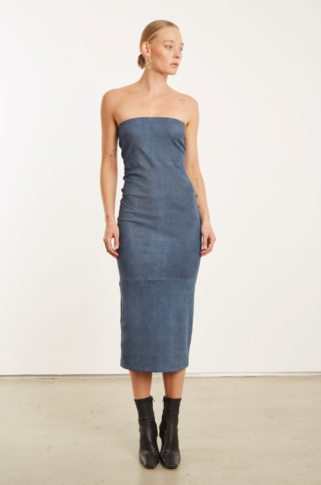 DENIM SUEDE TUBE DRESS - 2
