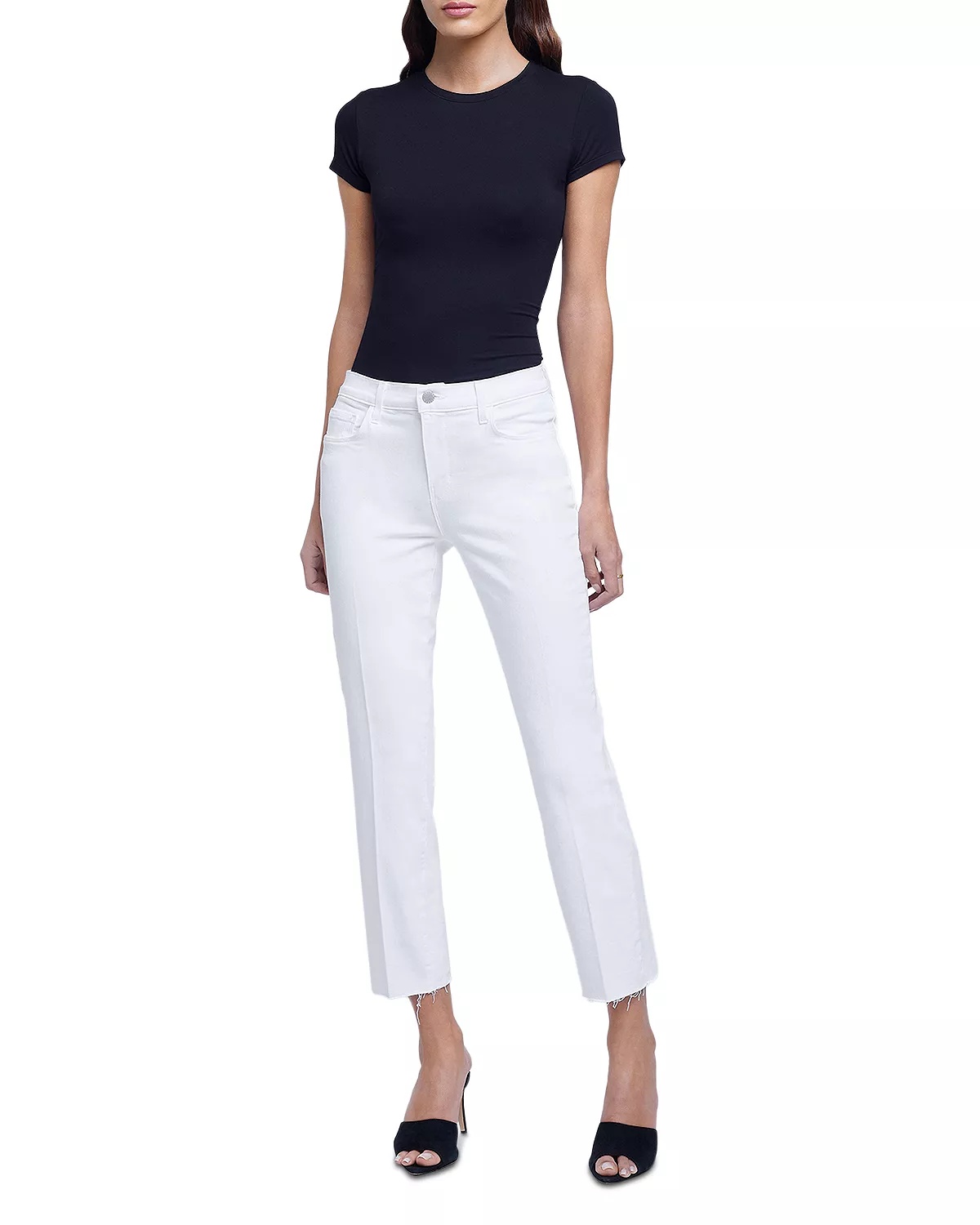 Sada High Rise Cropped Straight Jeans in Blanc - 3