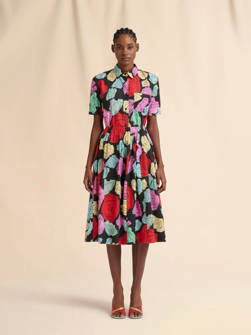 Marni BLACK POPLIN PANELLED SKIRT WITH ORION PRINT outlook